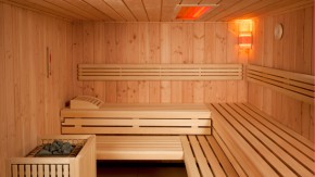 Interieur sauna Baleo met douglasspar