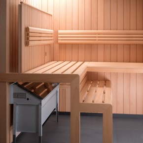 Saunaoven, onderbankoven Calero bespaart ruimte en zorgt voor een optimaal saunaklimaat